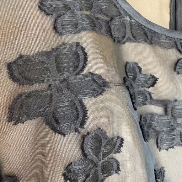 Leon Max Limited Edition Y2k Black Sleeveless Floral Applique Midi Dress Size 10 - Picture 6 of 17